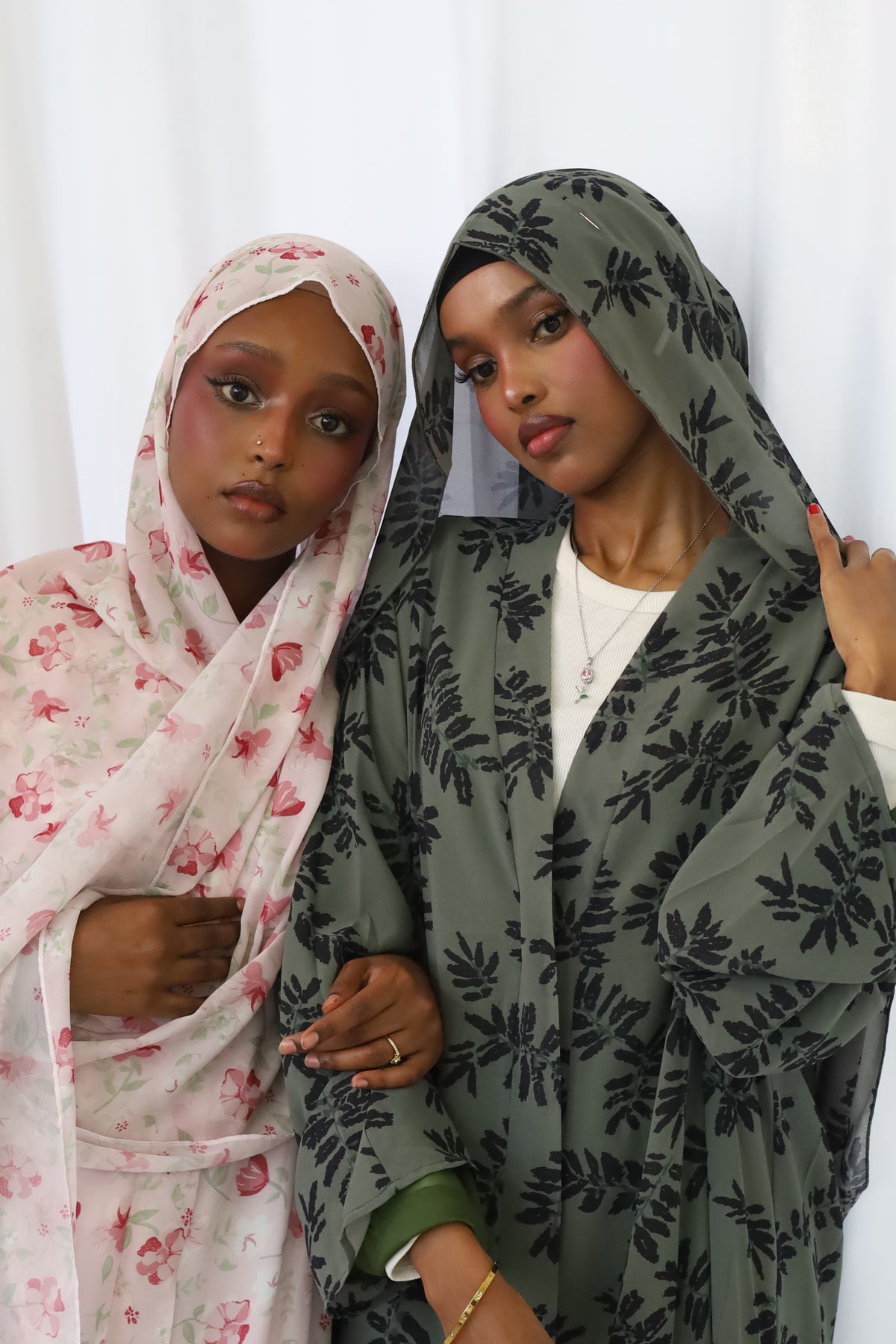 pink printed abaya