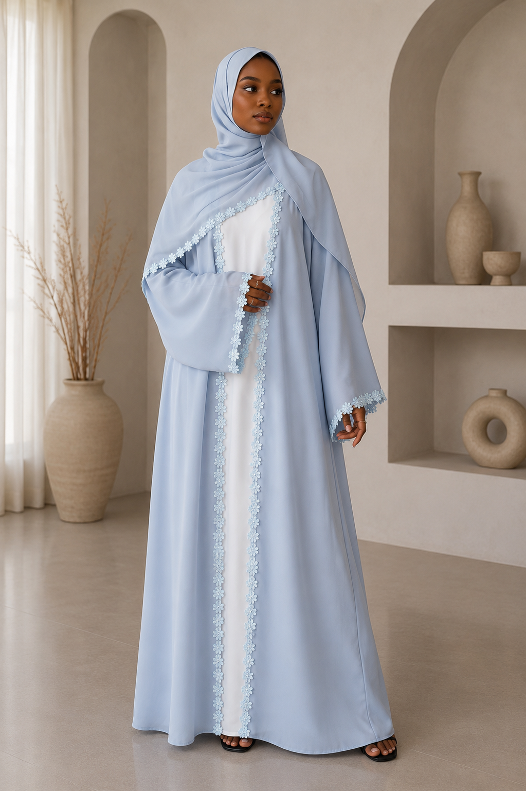 Blue Flower Abaya