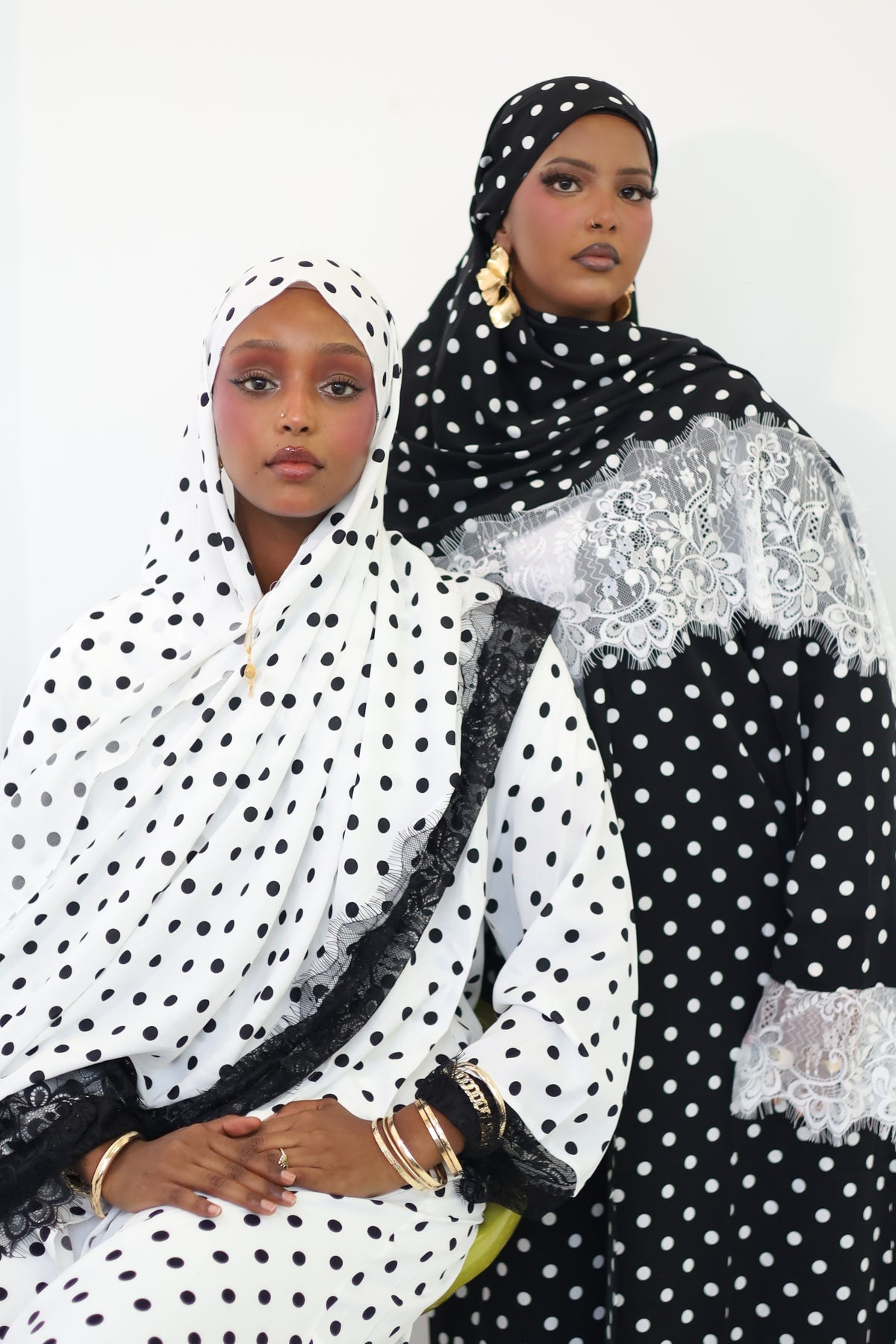 Lace Polka dot abaya