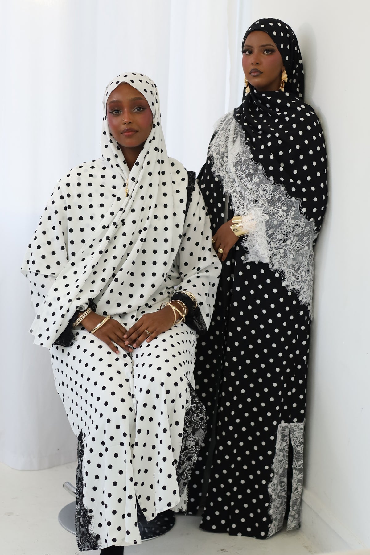 Lace Polka dot abaya