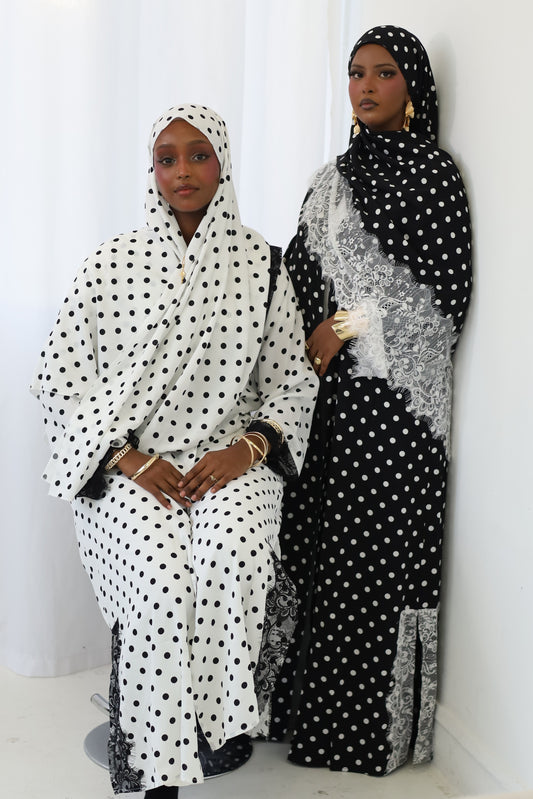 Lace Polka dot abaya