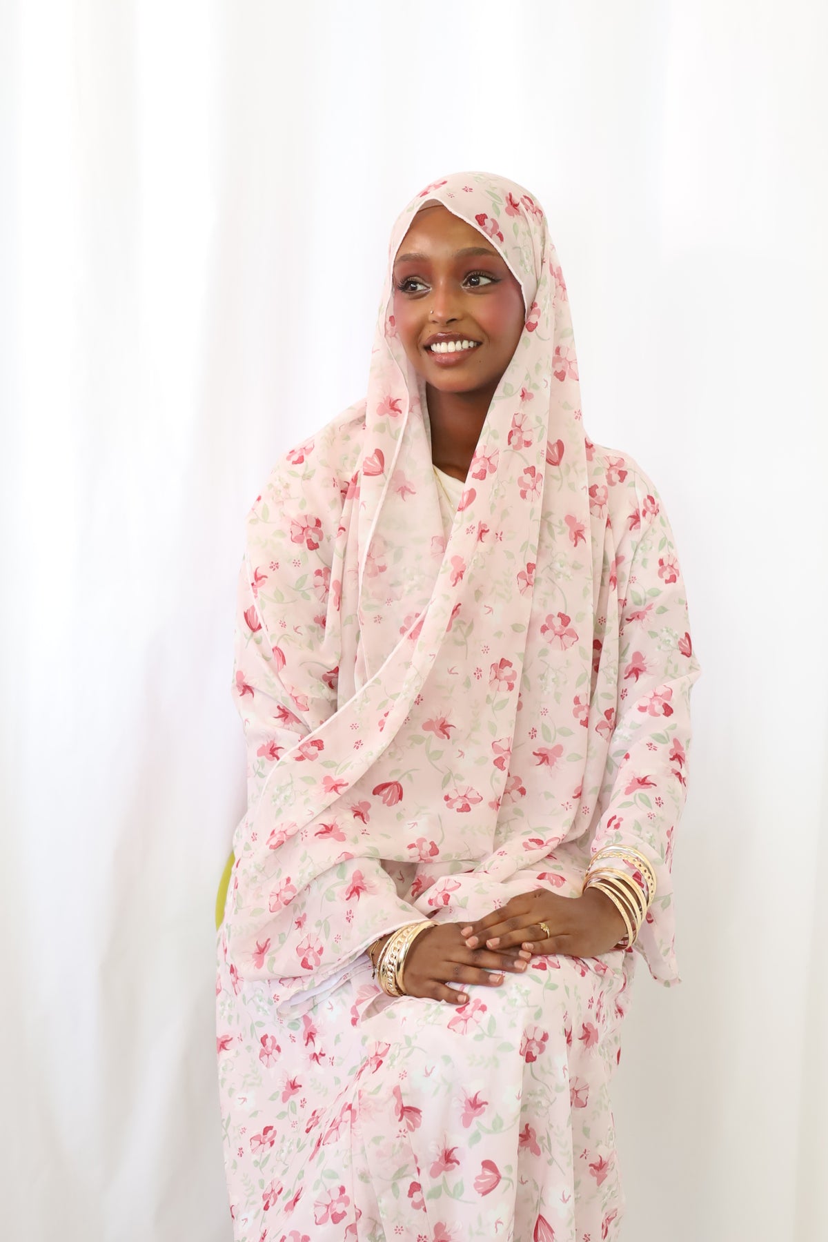 pink printed abaya
