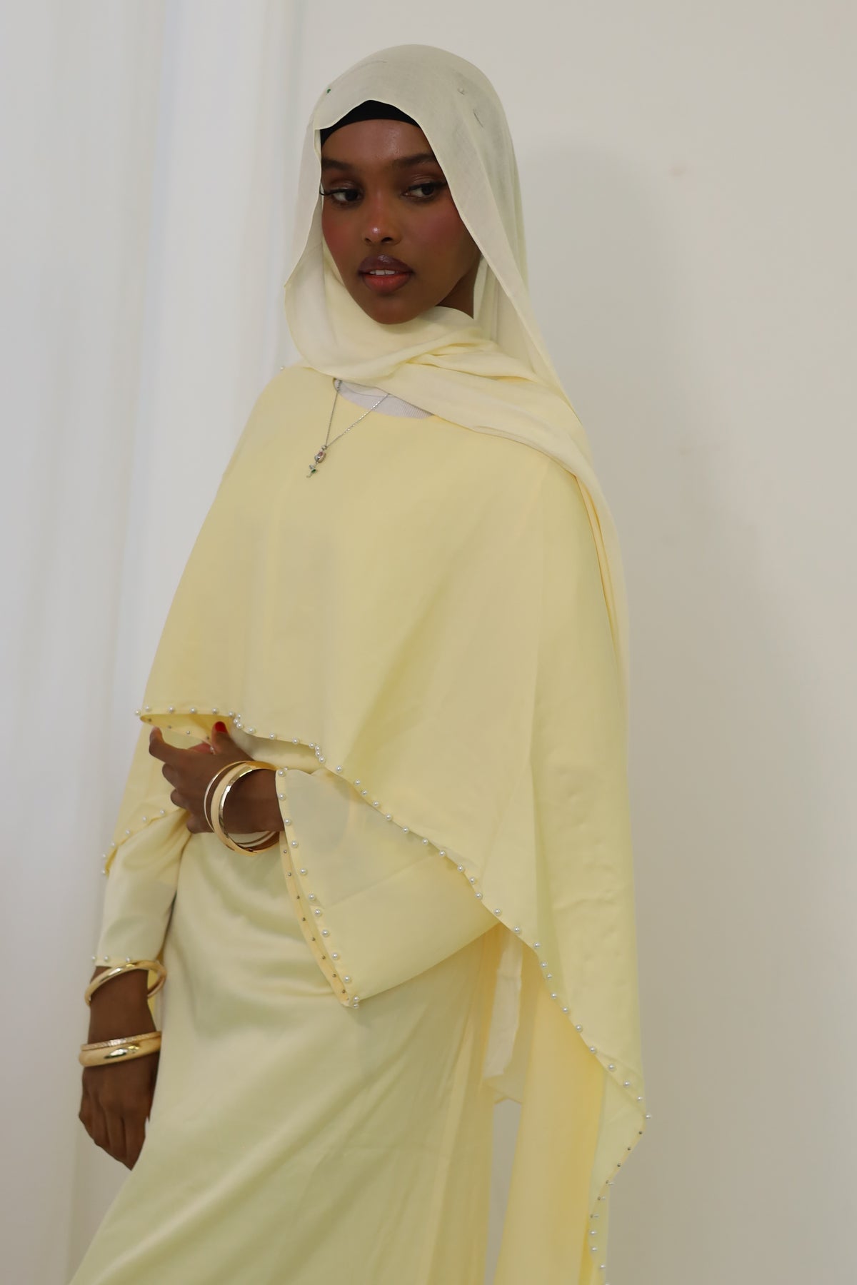 Butter Pearl Cape Dress