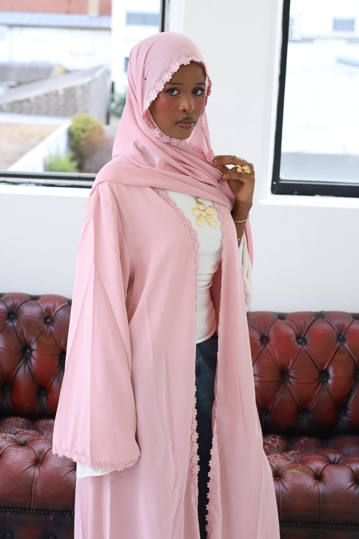Blush Bloom abaya
