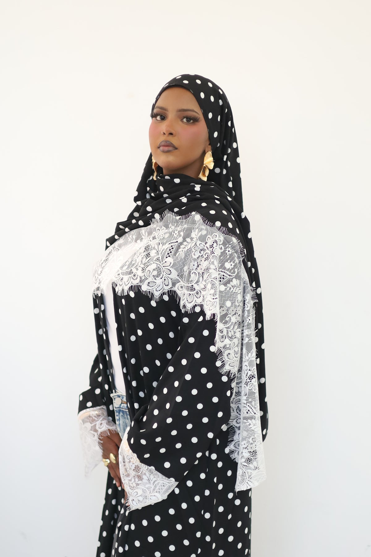 Lace Polka dot abaya
