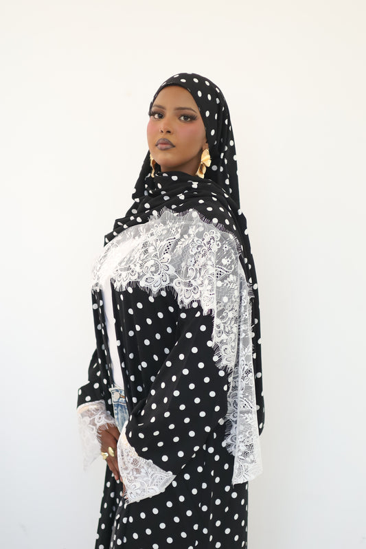 Lace Polka dot abaya