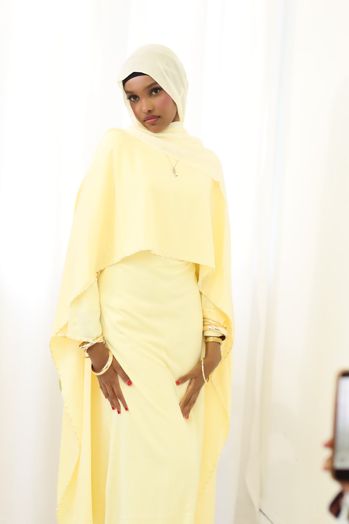 Butter Pearl Cape Dress