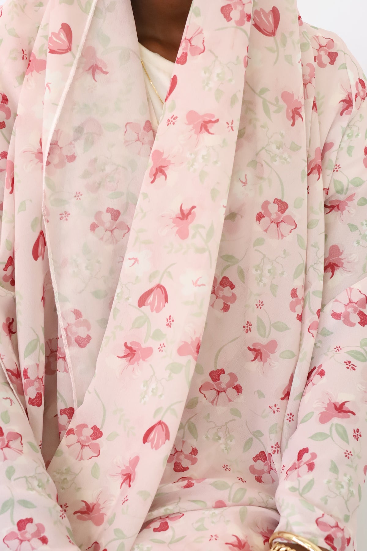 pink printed abaya