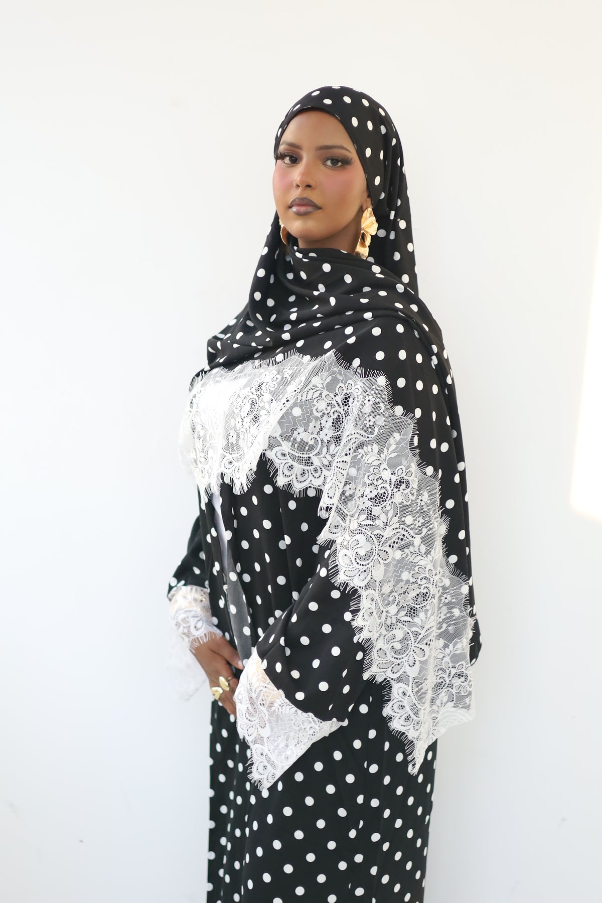 Lace Polka dot abaya